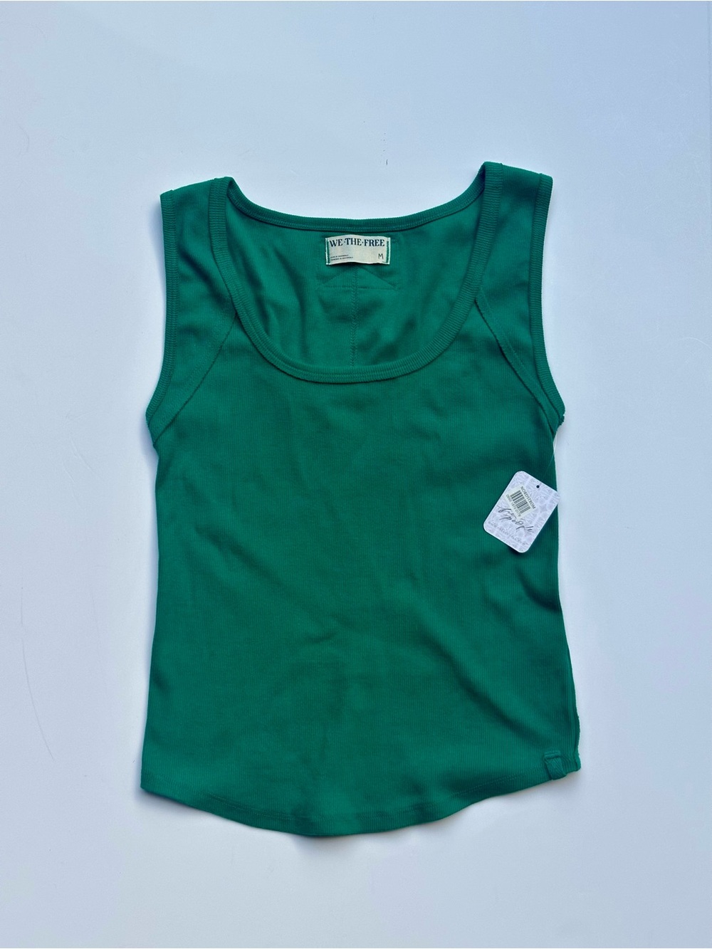 NEW Free People We The Free Green Ribbed Drop Cut Tank Top - M